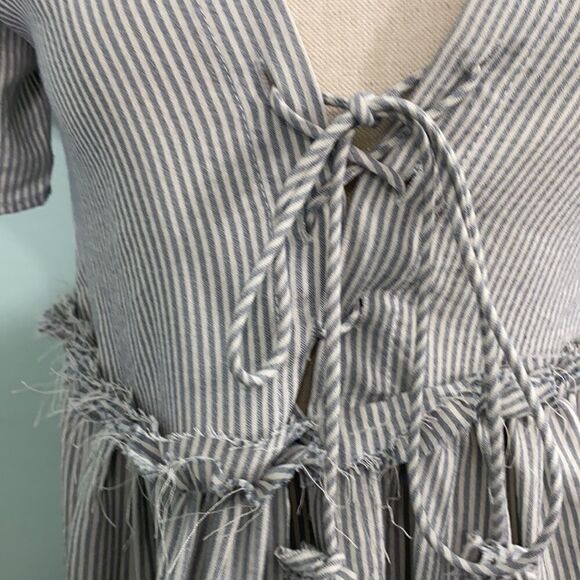 Hazel Pin Striped Tie Front Babydoll Dress - Picture 4 of 7